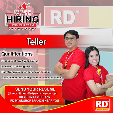 rd pawnshop hiring|RD Pawnshop, Inc. .